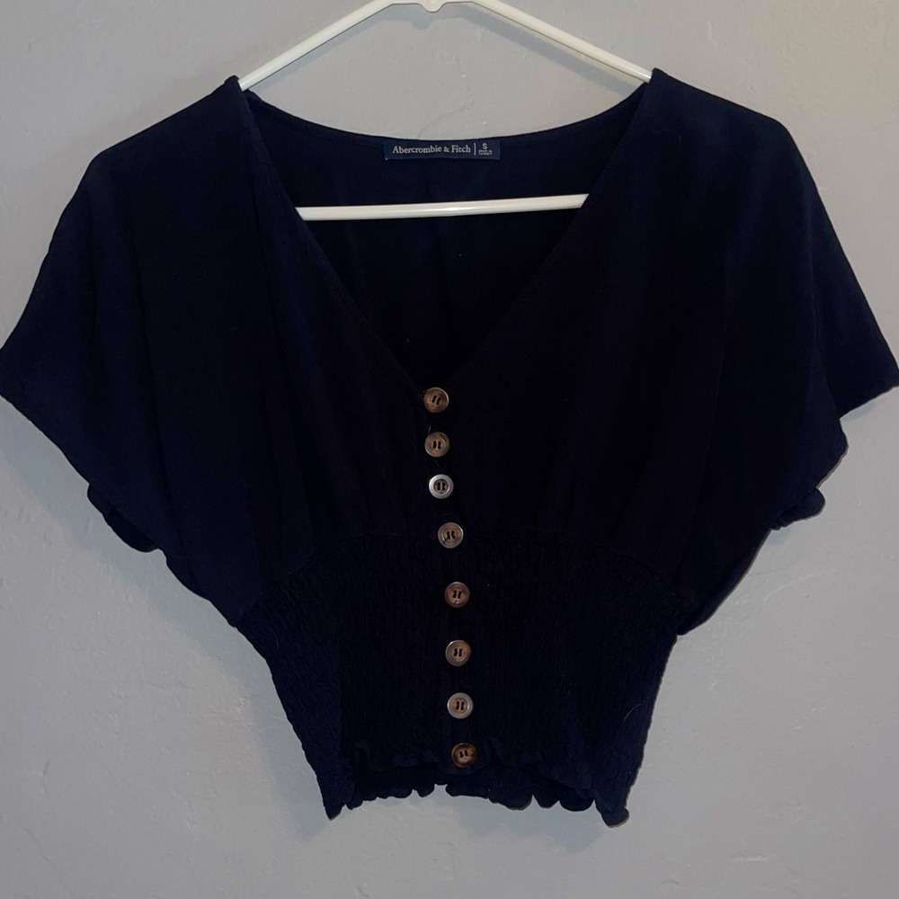 S, Abercrombie and Fitch, navy blue blouse